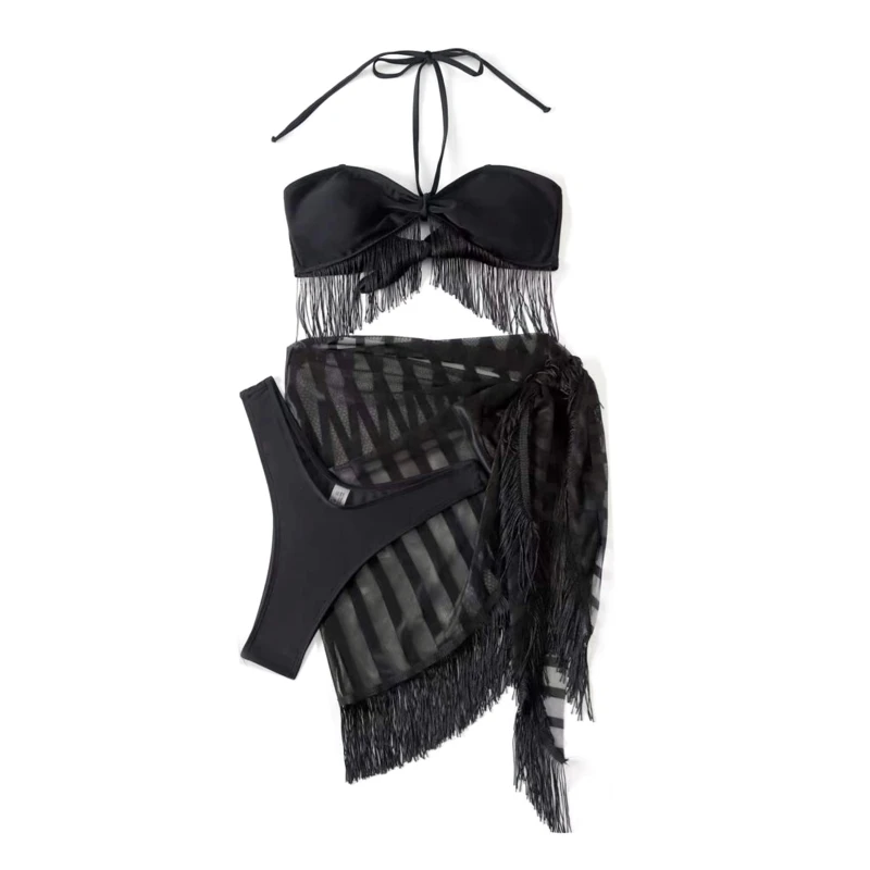 

Женский облегающий комплект бикини, пляжная одежда, пикантный маленький купальный костюм с накидкой, купальный костюм с запахом и накидкой