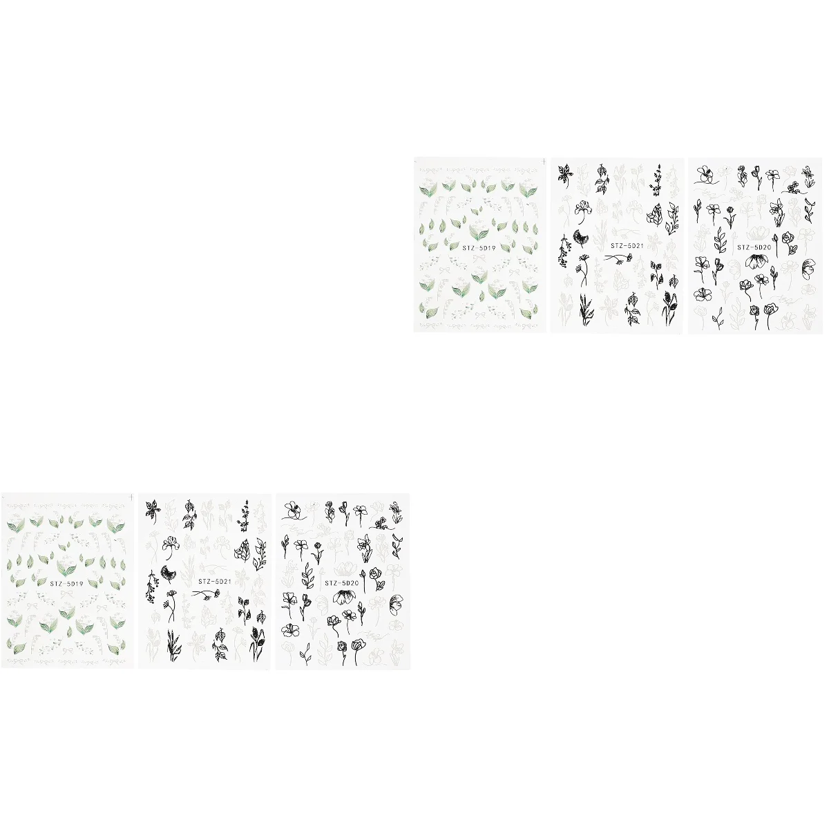 

6 Sheets Nail Charms Adhesive Nail Stickers Adhesive Nail Decals Manicure Sticker for DIY