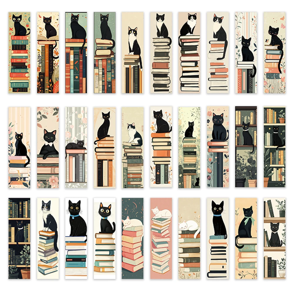 

Набор закладок с черным котом из бумаги