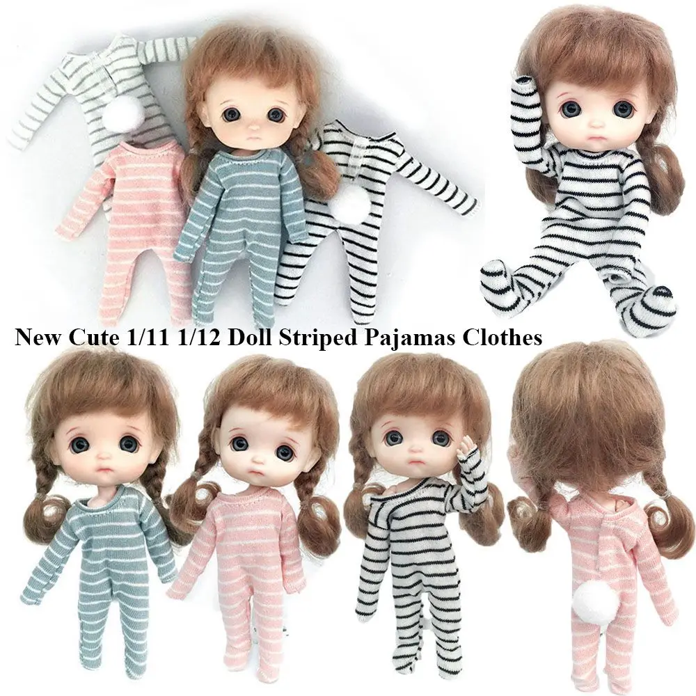 

5 Colors for ob11 obitsu 11 Accessories Doll Striped Pajamas Doll Sleep Clothes 1/111/12 Doll Clothes New Cute Clothes