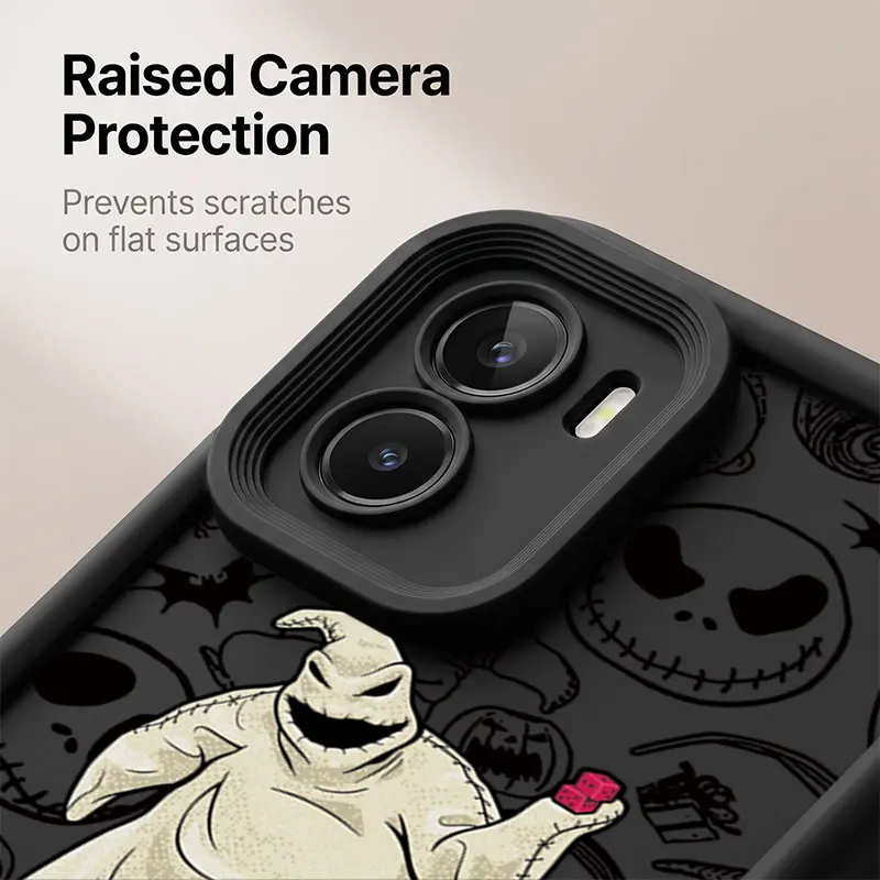 Фото Чехол для телефона с изображением черепа Джека Скеллингтона для Vivo iQOO Z9s V30E V30 Lite V50 V60 V70 Y04 Y05 Y38 Y39 Y55 Y58 Y75 Y200 Y300 Y400 Pro №3