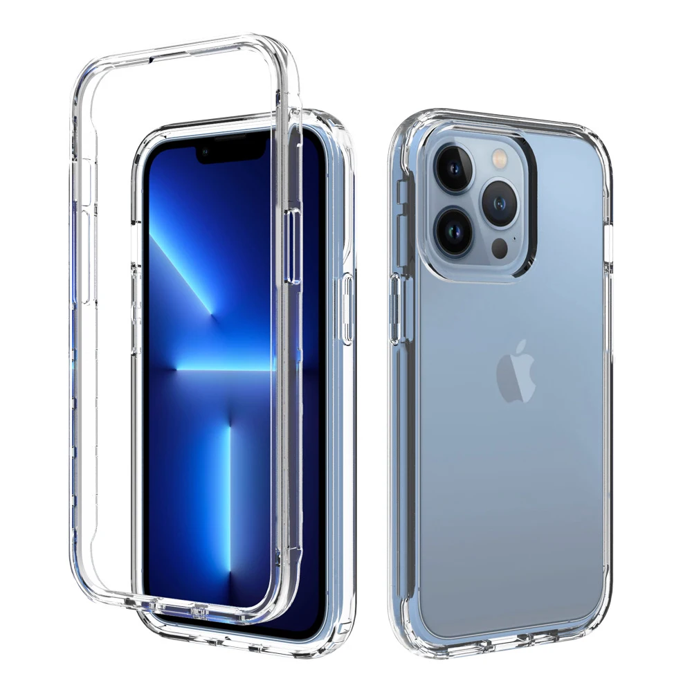 

360 Full Body Double 2in1 Clear Phone Case For iPhone 11 12 13 Pro Max Mini X XR XS 6 6S 7 8 Plus SE Transparent Soft Hard Cover