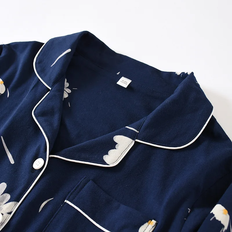 Japanese style new spring and autumn ladies 100% cotton pajamas suit small flowers long-sleeved two-piece summer home service