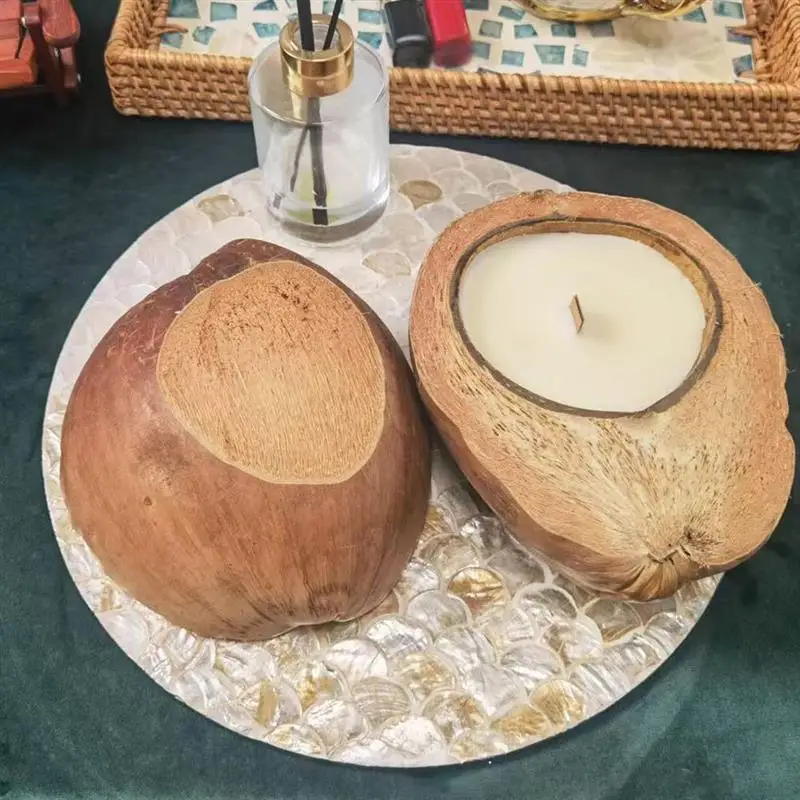 

Свечи с ракушкой, кожа, свеча, Кокосовая свеча, искусственная чашка, свеча в Ракушке для изготовления свечей 2 шт., подсвечник