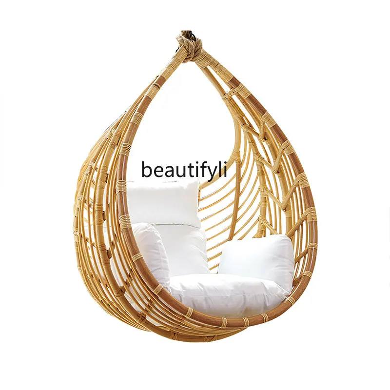 

Импортный подвесной стул из натурального ротанга, подвесная корзина для балкона B & B, домашняя одинарная домашняя подвесная мебель-качели в виде птичьего гнезда
