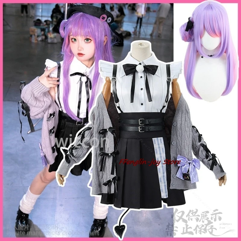 Аниме Hololive VTuber Косплей Tokoyami Towa Костюм Идол Платье Парик Хвост Шляпа Лолита