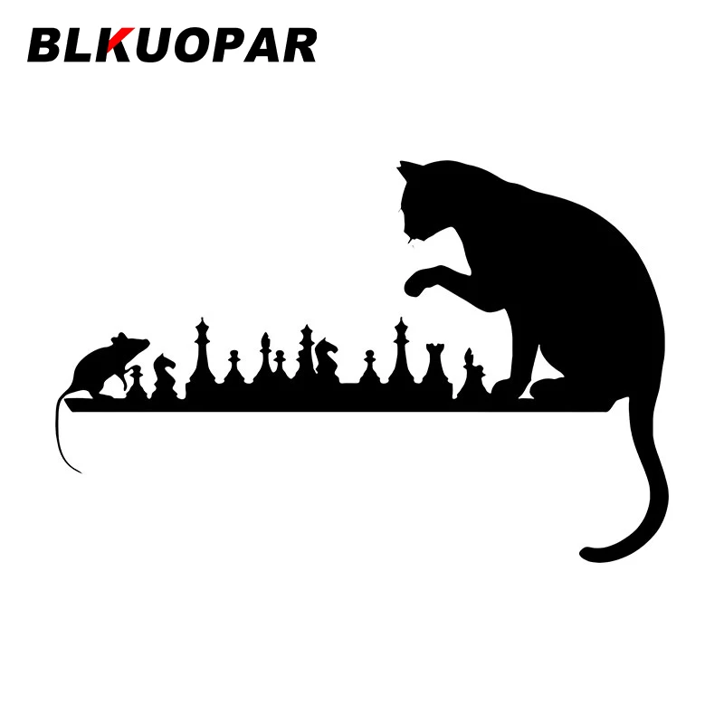 

BLKUOPAR, шахматная кошка, мышь, автомобильные наклейки, искусство, защита от царапин, высечка, веселая и милая графика, окна, автостайлинг