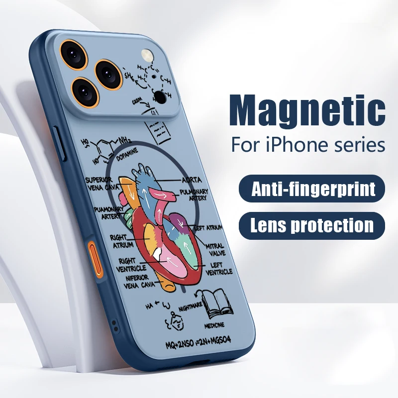 Чехол с мультяшным рисунком космонавта для iPhone 17 Pro Max, магнитный, для Magsafe, гибридный матовый чехол для iPhone 16 15 14 13 Pro Max (art.: 3920db797e47d) - 3920db797e47d