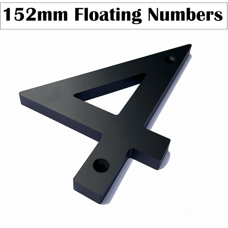 152mm Floating House Numbers Outdoor Street Address Sign Plates 6” Big Black Acrylic Door Numbers For Apartment Yard Mailbox 0-9