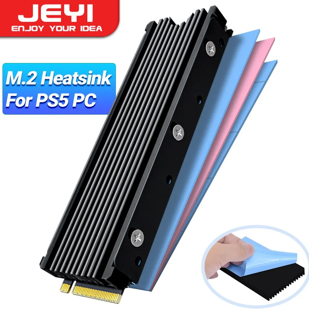 Радиатор JEYI алюминиевый SSD M.2 2280 красный черный 76*24*15 мм