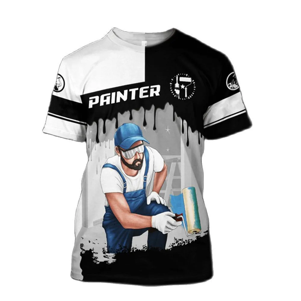 

Vintage Men's T Shirt Summer Short Sleeve Painter 3d Print T-shirts Fashion Street Tops Oversizd Tee Shirt Mens Clothes 2023 New