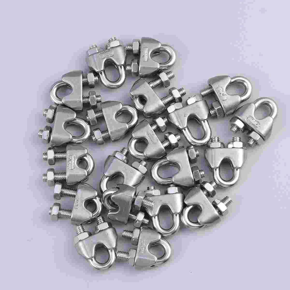 

10Pc Cable Clamp Professional Zinc-Galvanized Durable Steel Cable Clamp Wire Clip for Guardrail Systems Securing Loads Rigging