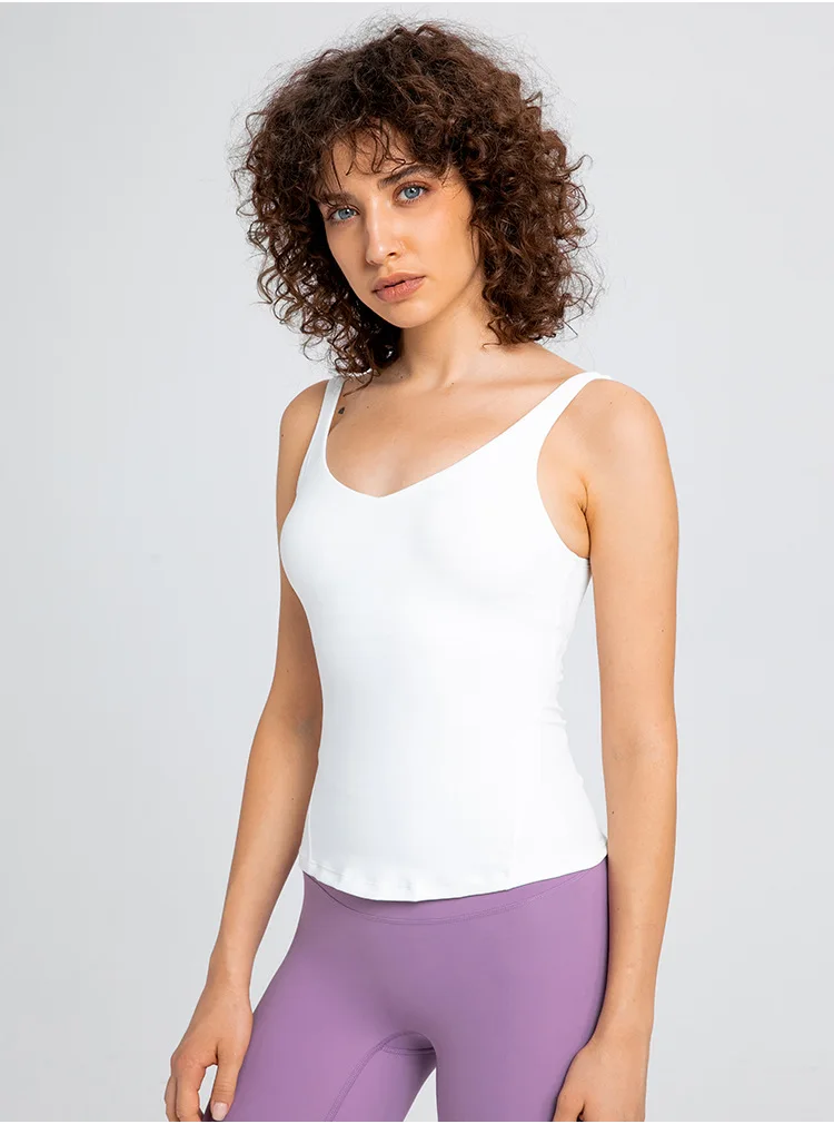 Womens Clothing Tank Top Yoga Sports Top Gym Fitness Vest Outdoor Jogging Workout Sport Underwear T-shirts with Chest Pad Bra