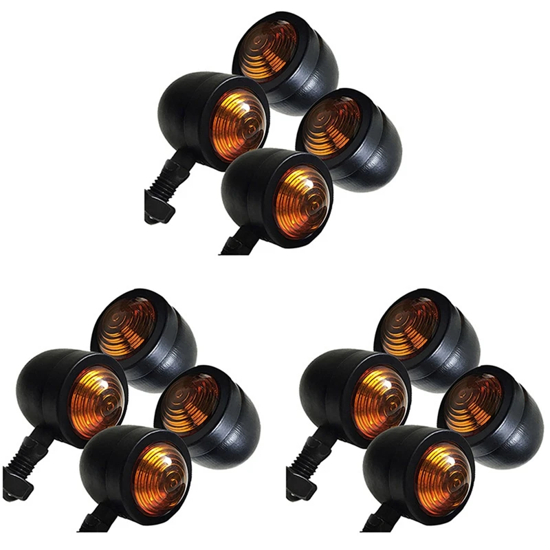 

12Pcs Black Motorcycle Turn Signal Indicator Lamp Light Moto Blinker Light For Honda Fatboy Chopper Bobber Suzuki