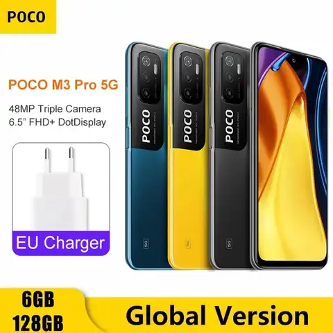 Смартфон глобальная версия POCO M3 Pro, 700 дюймов, 90 Гц, 6,5 дюйма, FHD +, 5000 мА · ч, тройная камера 48 МП