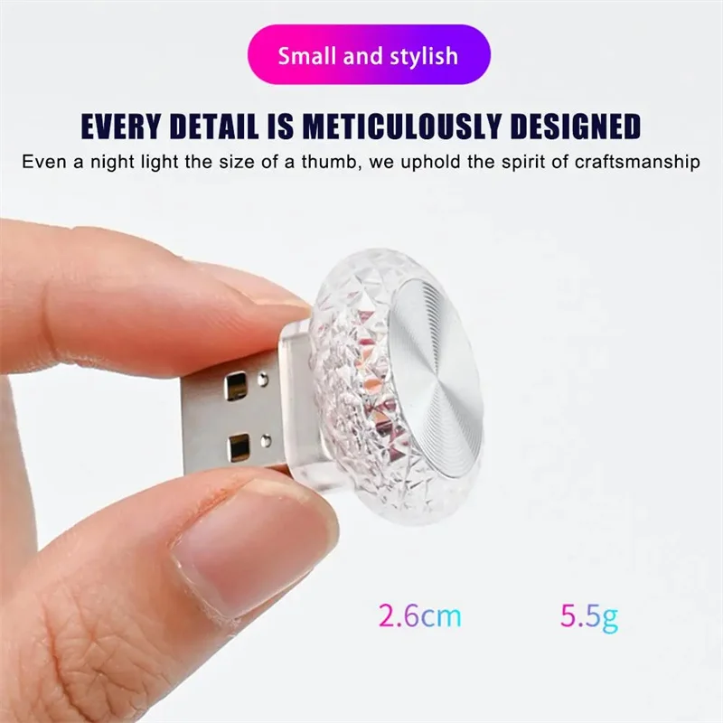 Мини-Usb-разъем светодиодная автомобильная лампа окружающей среды портативная