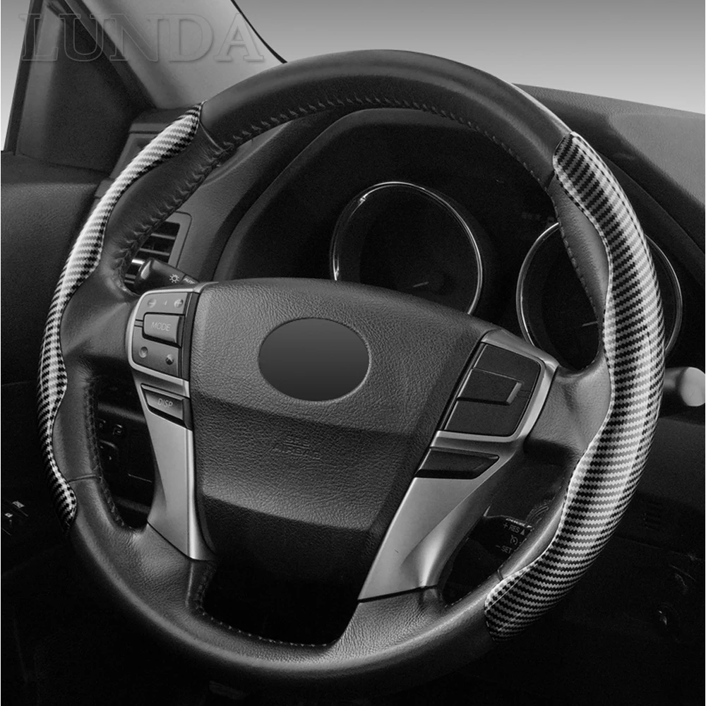

1 Pair Car Steering Wheel Cover Carbon Fiber For Land Rover Discovery Range Rover Evpque Defender Anti-Slip Steering Wheel Cover