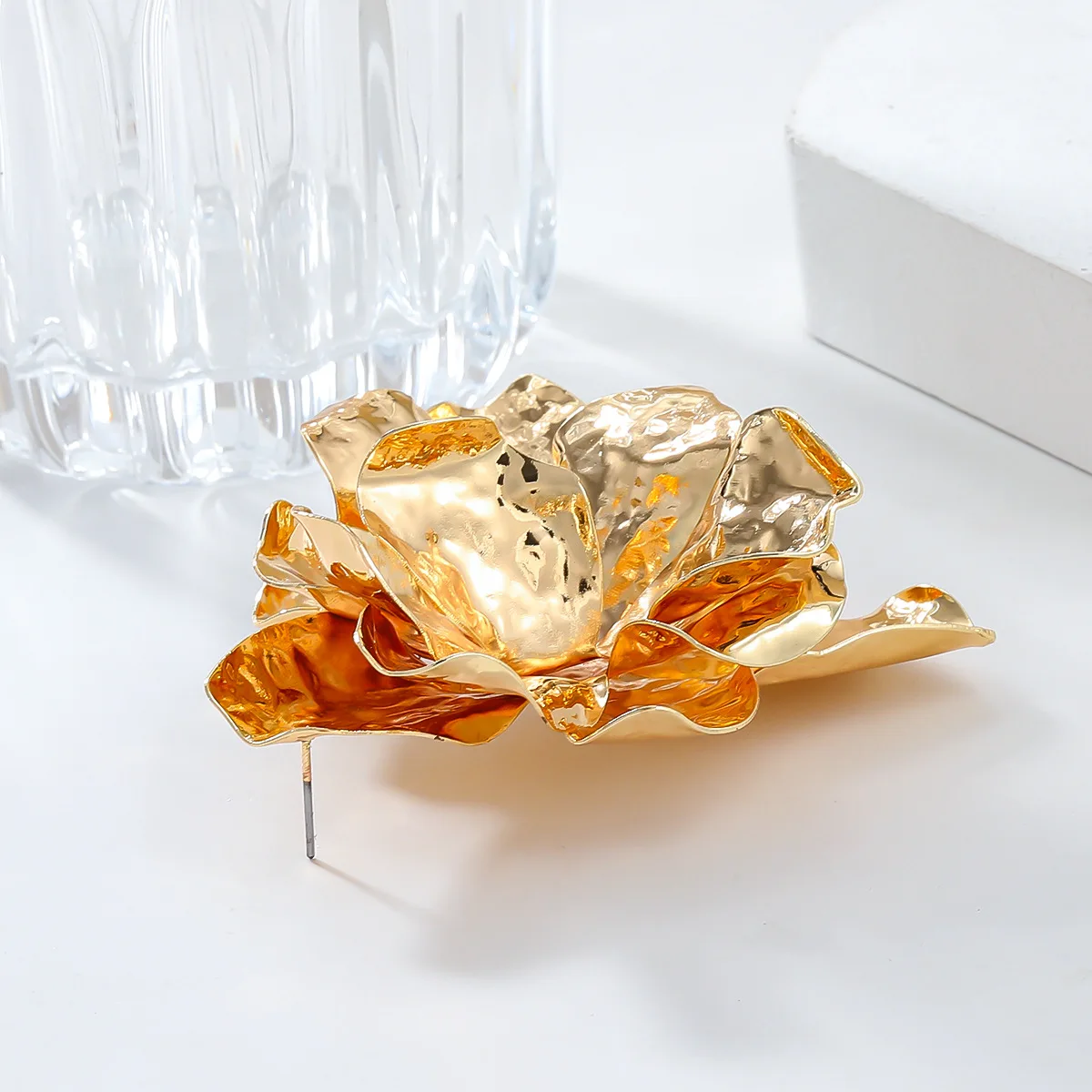 Большие геометрические серьги-гвоздики для женщин металлические цветы новый