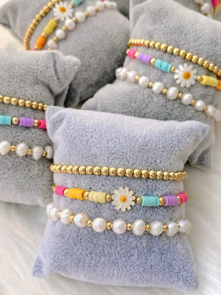 

KKBEAD Boho Cute Flower Daisy Bracelets Jewelry for Women Natural Pearl Bracelet Gold Plated Beads Pulseras Femme Dropshipping