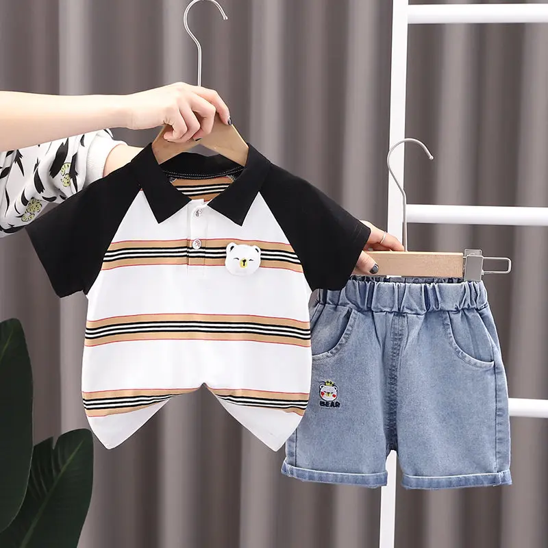 

2022 Children Clothes Suit Summer Baby Boys Girls Strips T Shirt Shorts 2Pcs/Set Kids Infant Fashion Clothes Toddler Sportswear
