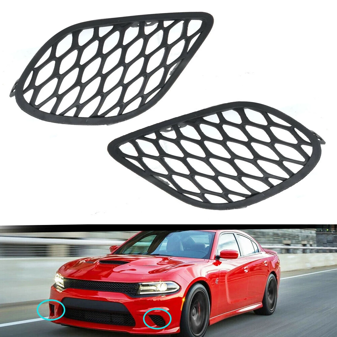 

1 Pair Front Bumper Left Right Fog Light Lamp Cover Grille Fit for Dodge Charger 2015 2016-2018 68280493AA 68280492AA CH1038168