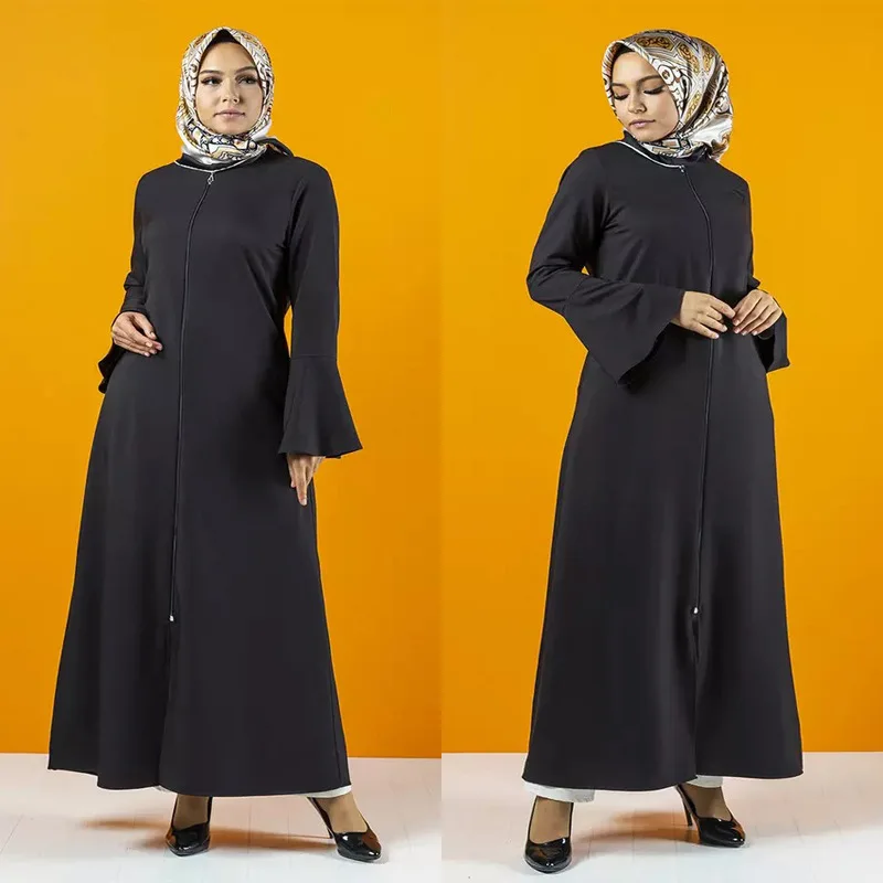Autumn Eid Morocco Dress Muslim Women Zipper Open Abaya India Abayas Dubai Turkey Islam Party Kaftan Robe Longue Vestidos Largos
