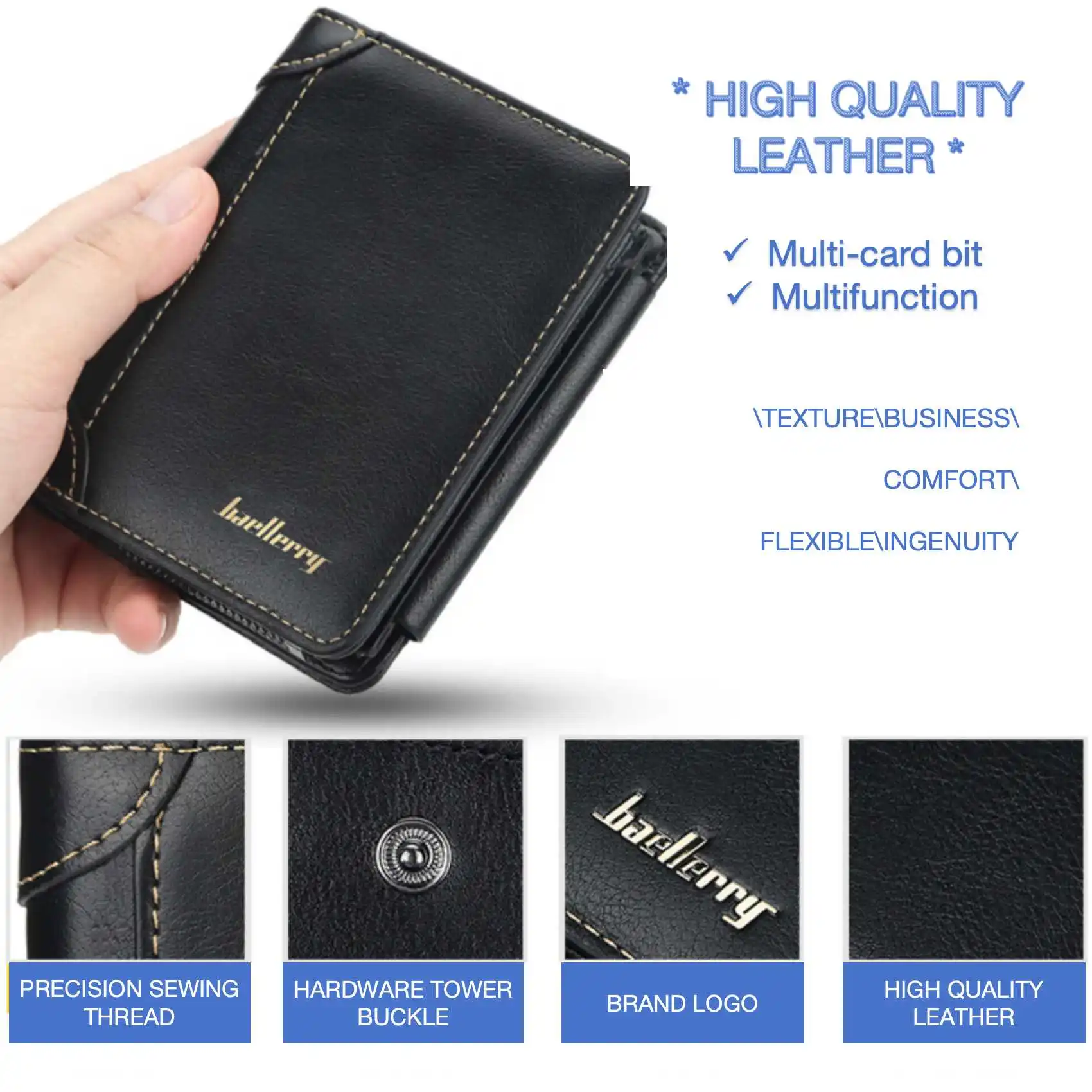 Мужской Короткий Кошелек Из Искусственной Кожи Визитница Вертикальная Молния