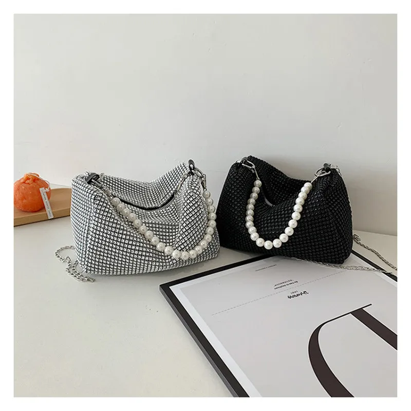 

Shiny crystal handbag 2023 new rhinestone shoulder bag handmade handbag luxury designer evening handbag premium hat