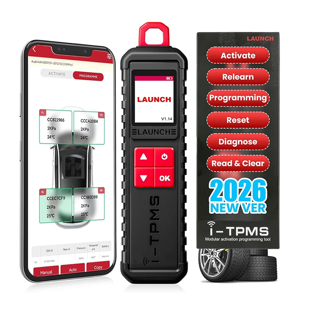 

Диагностический инструмент для измерения давления в шинах LAUNCH X431 I-TPMS 2026 года с функцией активного программирования датчиков 315/433 МГц для Android / X431 V (аналог TSGUN)