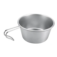 outdoor camping bowl stainless steel with folding handle backpacking shera food container portable lightweight talheres