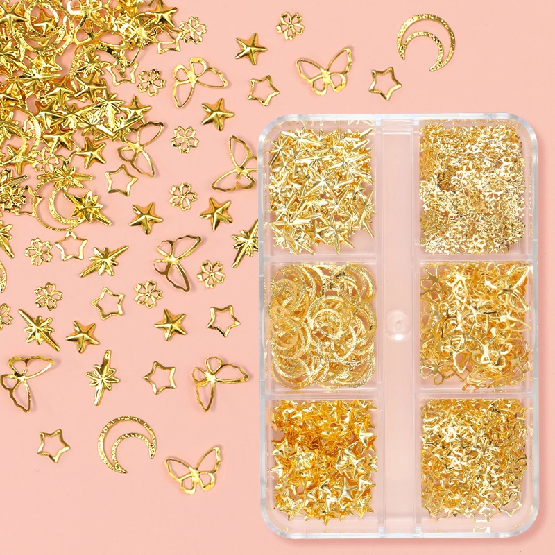 

550pcs/box Metallic Butterfly Epoxy Accessories Stars Moon Resin Mold Silicone Filler Pendant Jewelry Making Nail Art DIY Crafts