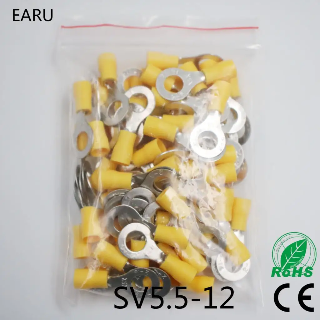 

RV5.5-12 Yellow Ring insulated terminal suit 4-6mm2 Cable Wire Connector 50PCS/Pack RV5-12 cable Crimp Terminal RV