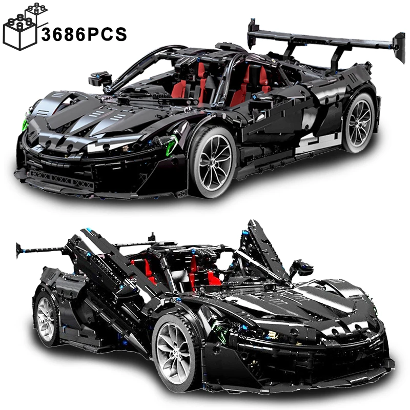 

3686PCS Technical 1:8 Black McLarens P1 Super Sport Car Model Building Blocks Assemble Vehicle Bricks Toys Gifts for Adult Boy