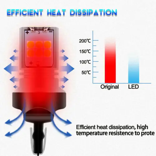 

7440 7443 7444 Led Rear Turn Signal Blinker Light Bulb Lamps Amber 15Smd Bright