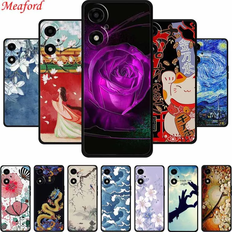 Чехол с 3D тиснением для OPPO A2M 5G чехол рельефными цветами силиконовая мягкая