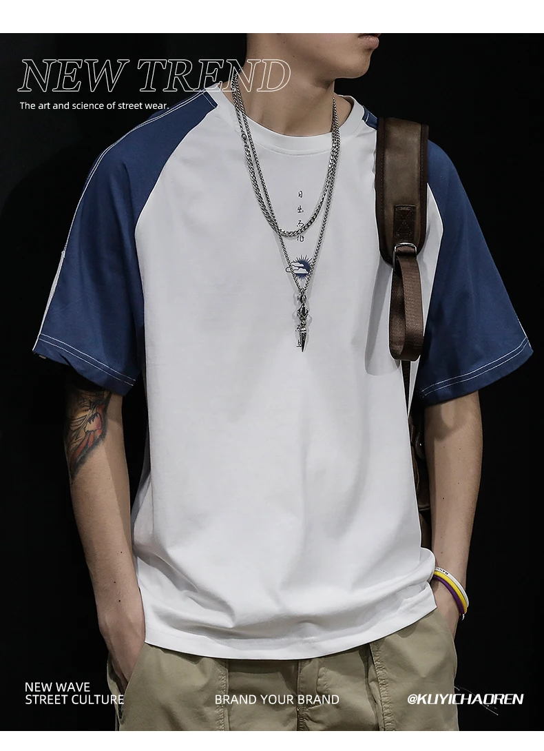 

M2304 Short-sleeved t-shirt men's loose ins tide brand 2022 new men's t-shirt half sleeve