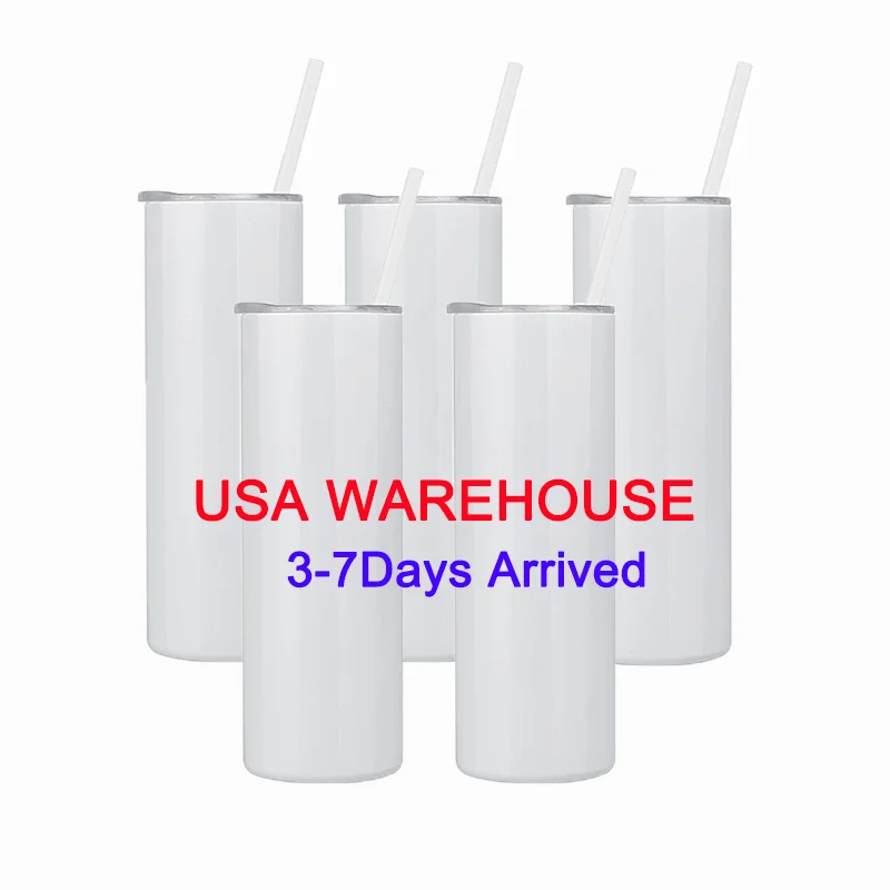 

25pack USA Warehouse Stocked 20oz Stainless Steel Double Wall Heat Press Coffee Mug Straight Skinny Blanks Sublimation Tumbler