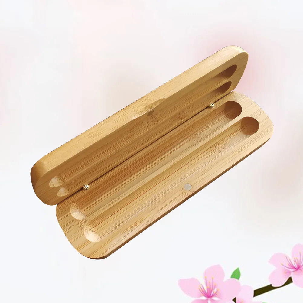 

Bamboo Pen Box with Two Pen Slot Bamboo Case Pen Case Supplies