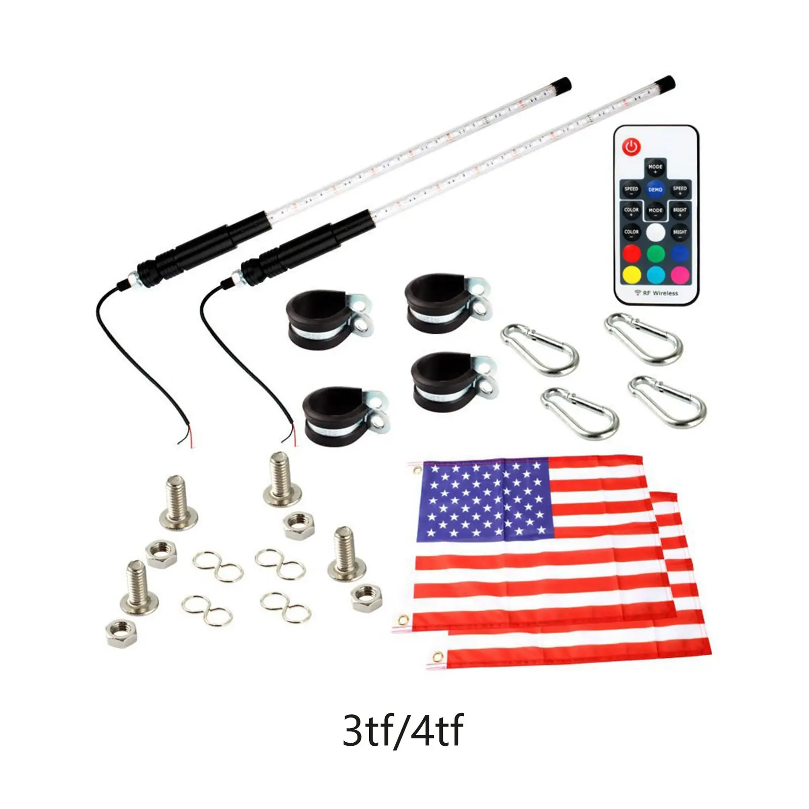

2x LED Whip Lights RGB Spiral Chasing Whip Light Lighting Fit for UTV ATV