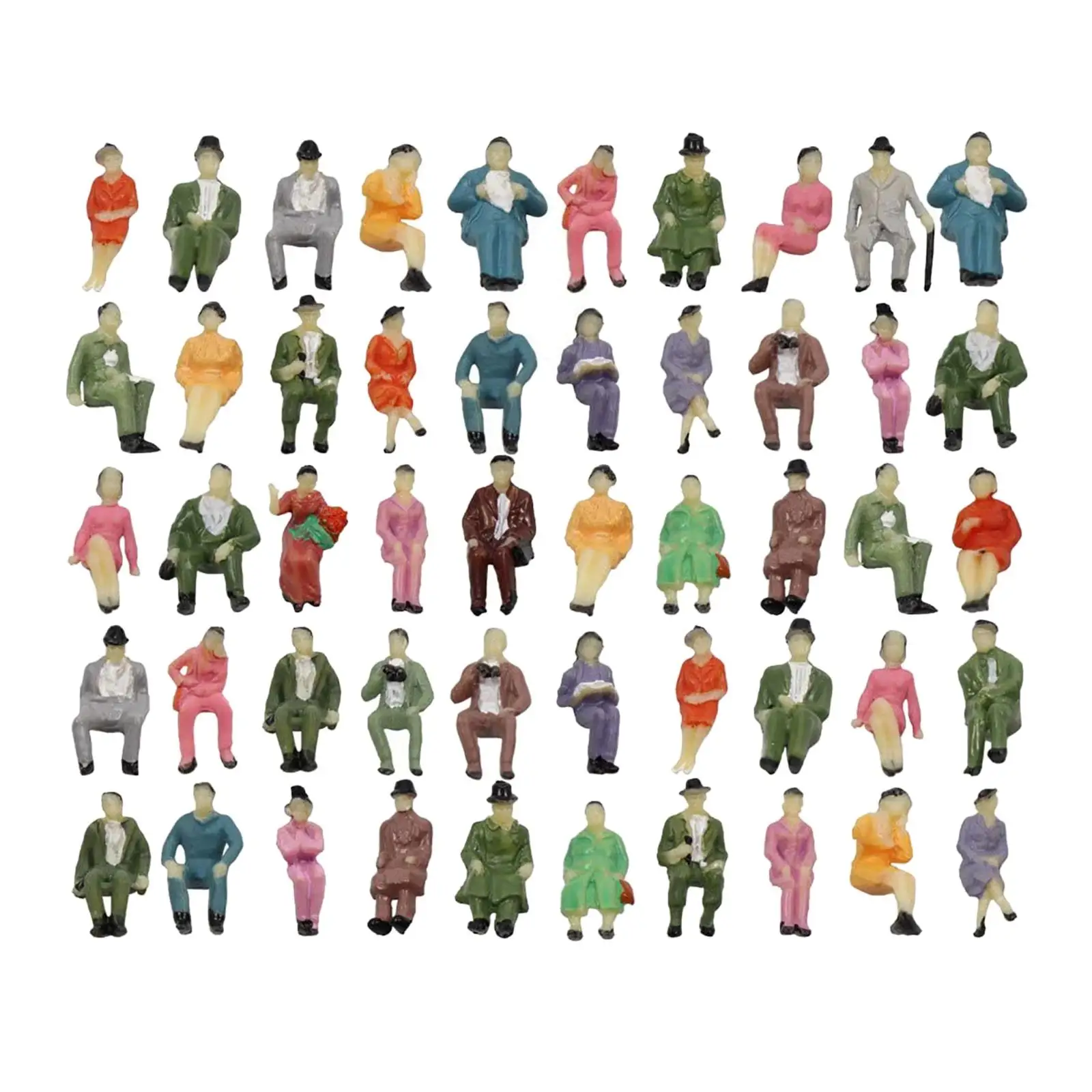 

50x 1:87 Scale Painted Figures People Figurines HO Scale for Model Train Park Street