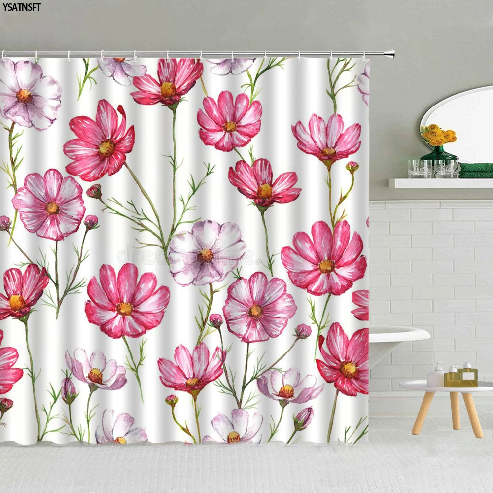 

Shower Curtain Tropical Leaf Abstract Green Monstera Flower 3D Printing Waterproof Background Decor Bath Curtains Set
