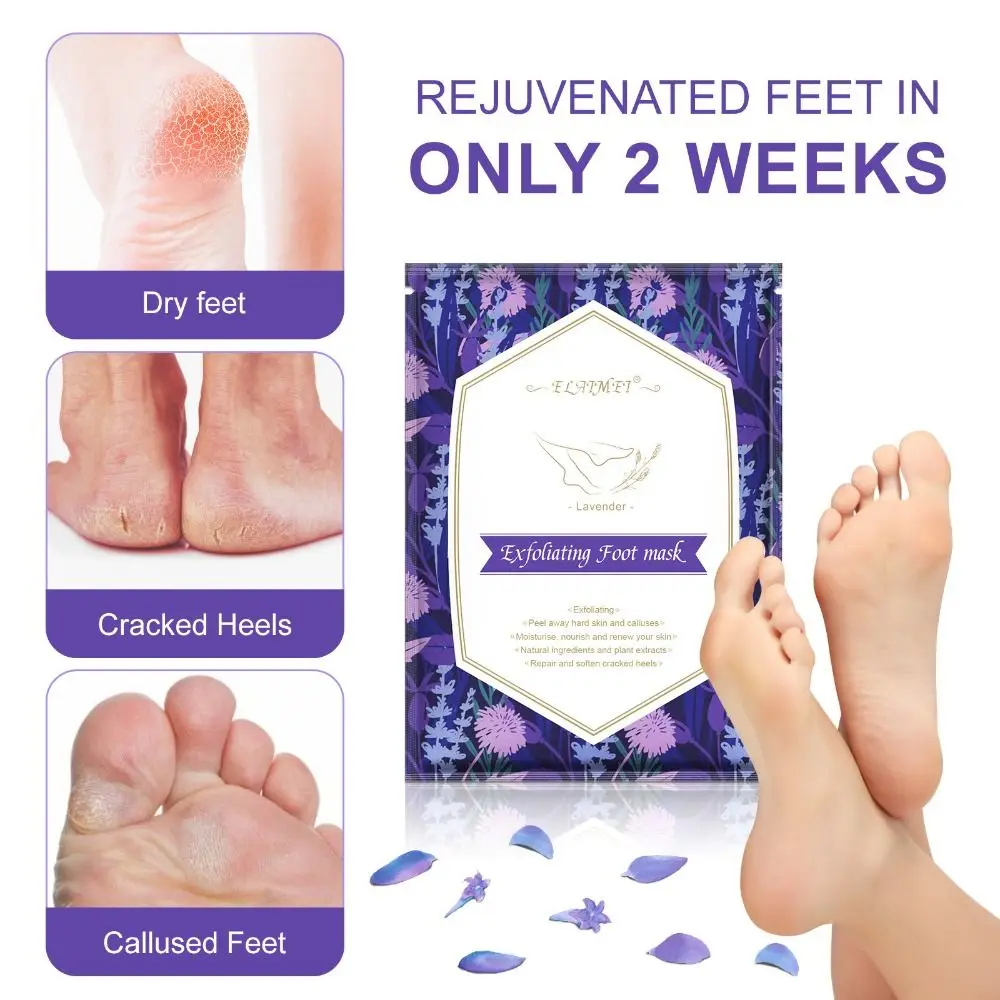 

1Pair Lavender Aloe Foot Mask Soft Remove Dead Skin Exfoliating Foot Mask Cracked Feet Callus Hydrating Spa For Women Men