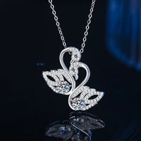s925 pure necklace female fashion mossangstone swan pendant wedding necklace temperament clavicle chain to send girlfriend