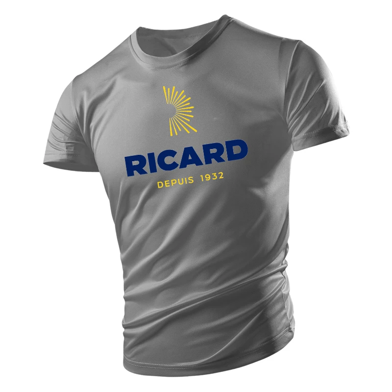 Ricard print T-shirt male adult French wine logo fashion trend summer loose oversized letter short-sleeved round neck teenager