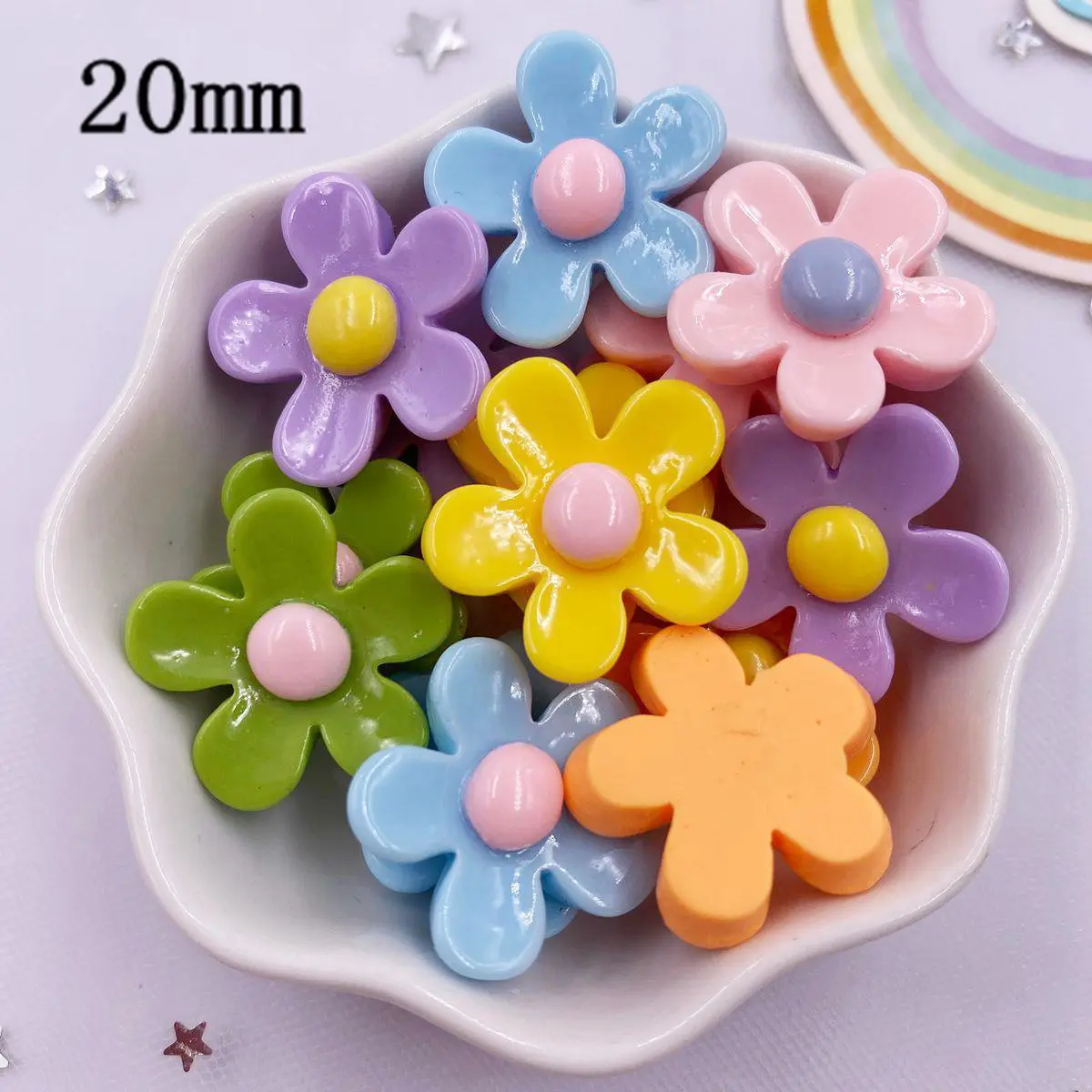 Смешанная смола красочная окрашенная лаковая лак цветок плоская задняя часть