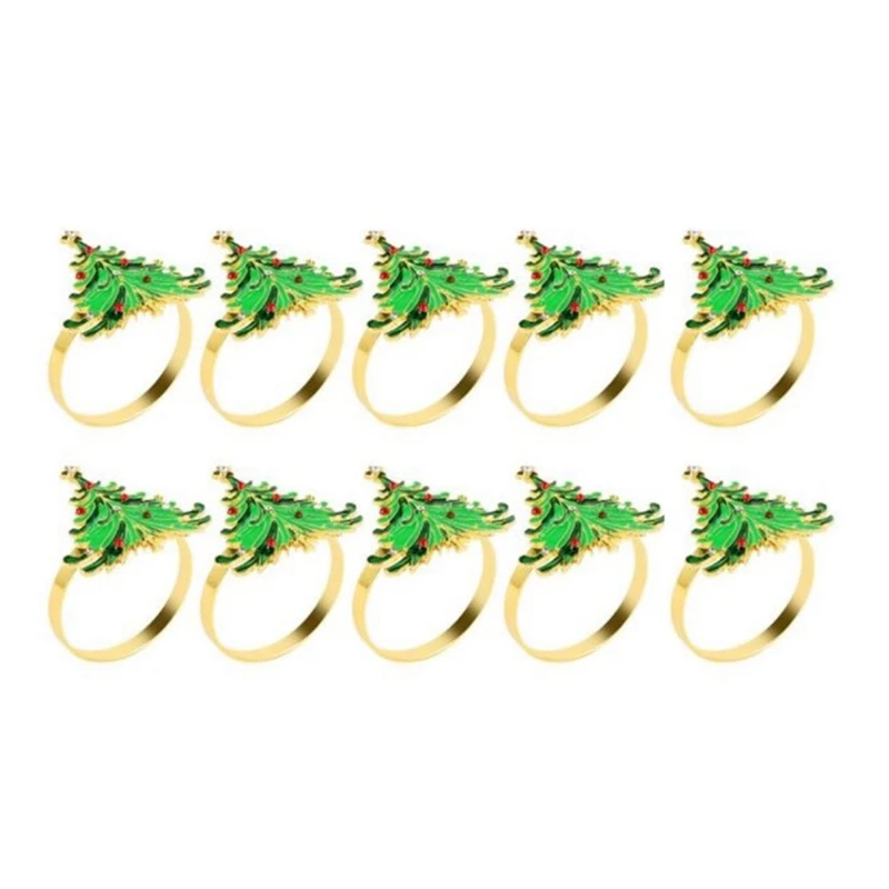 

Зеленые кольца для салфеток в виде рождественской елки, 10 шт., кольца для рождественского обеденного стола, свадебные приемы, праздничная вечеринка