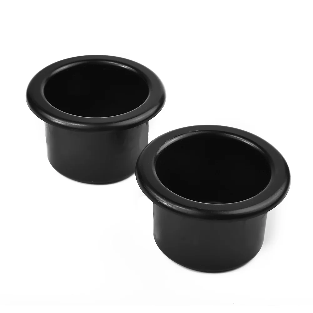

Durable Practical Useful Car Cup Holder Water Drinks Recessed 2pcs Black Parts Plastic RV Trailer Interior Replacement