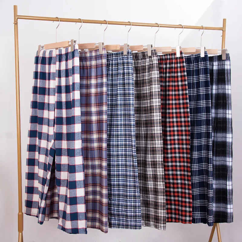 

Multi Colors Plaid Design Pajamas Pants Men's Cotton Long Trousers Men's Loose Pajama Pants Suitable for Home Sleepwear Men