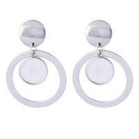 6pcs stainless steel fit 12mm cabochon earring base settings diy bezel blanks with circle hoop charms for earrings supplies