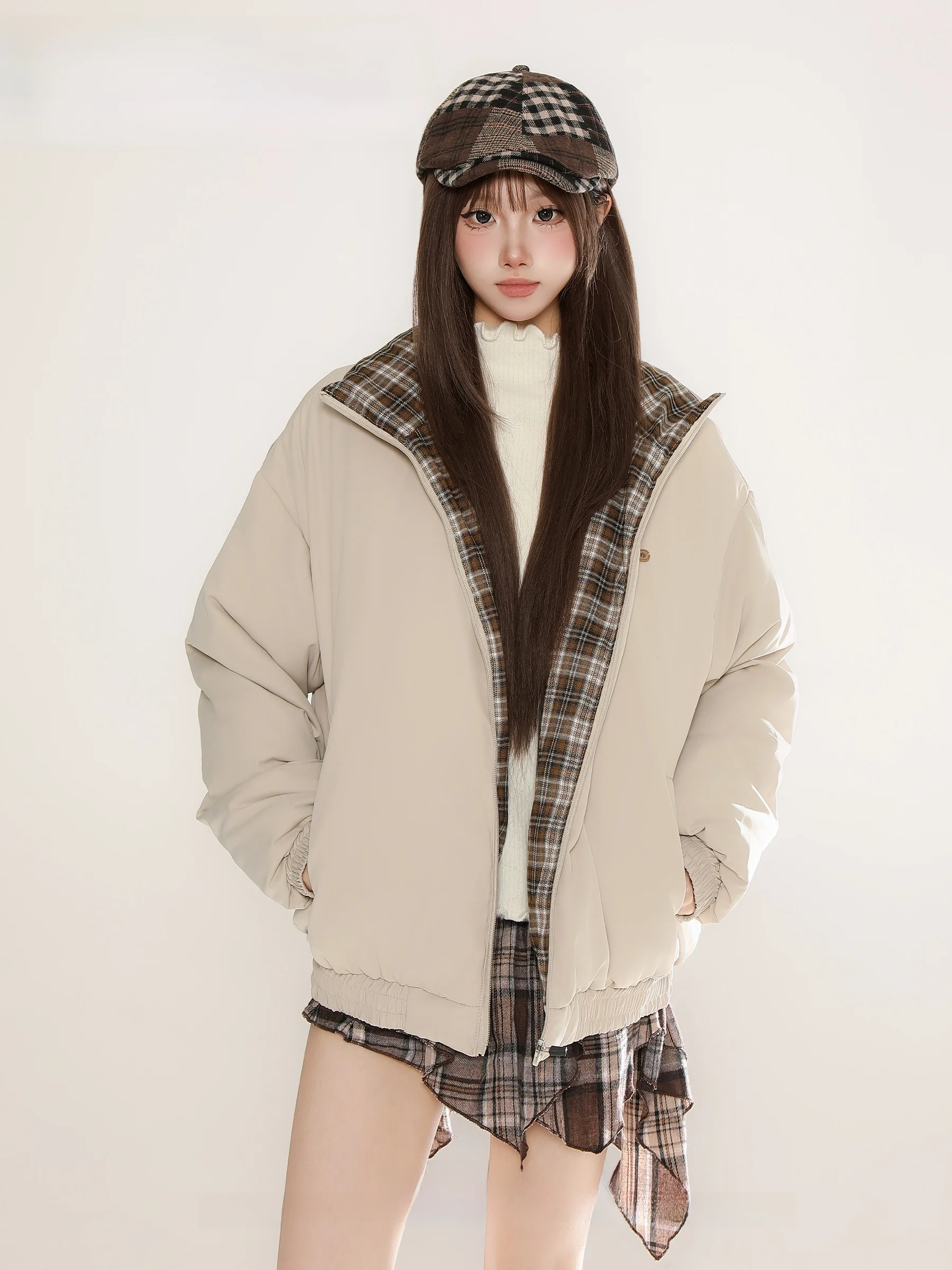 Xunxi базовое пальто с хлопковой подкладкой и воротником-стойкой для женщин зимнее